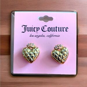 Juicy Couture Rhinestone and Heart Earrings in Gold-tone NWOT